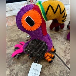 Handcrafted Purple Multicolor Felt Parrot Accent